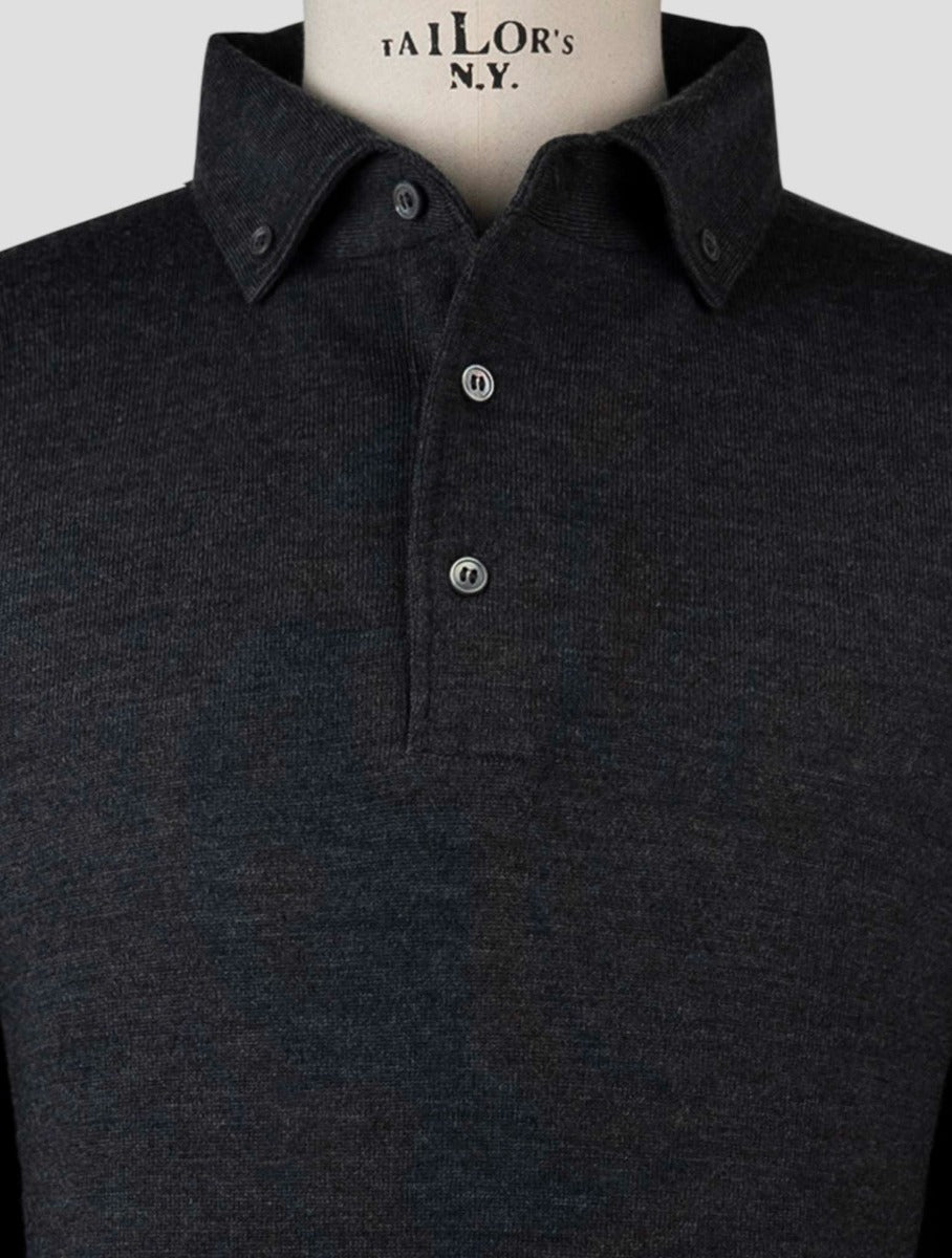 Gran Sasso Dark Gray Virgin Wool Sweater Polo