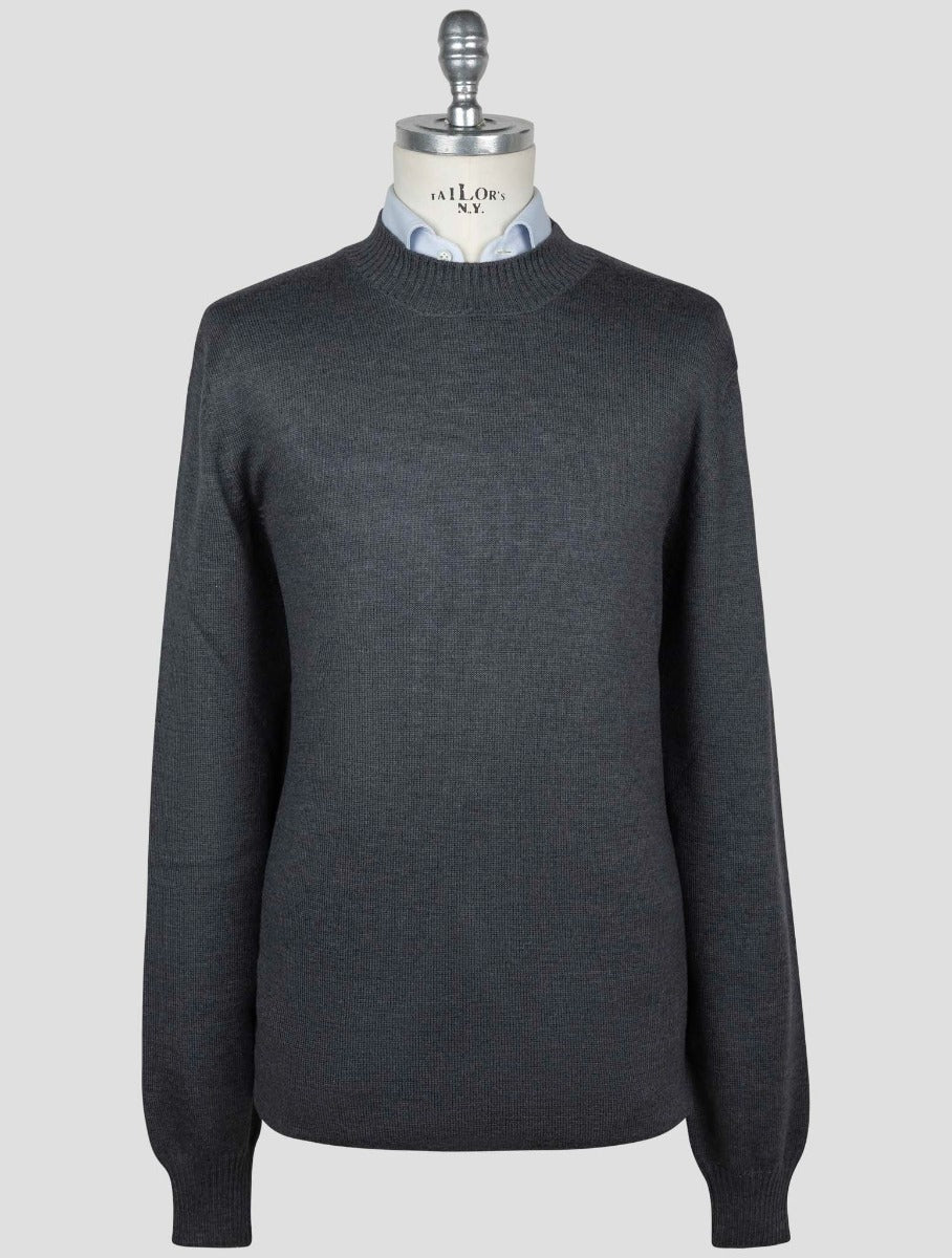 Gran Sasso Dark Gray Virgin Wool Sweater Crewneck