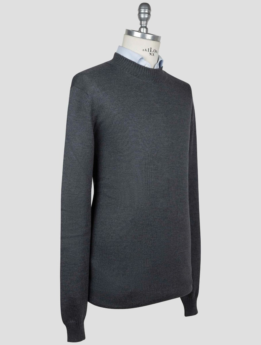 Gran Sasso Dark Gray Virgin Wool Sweater Crewneck