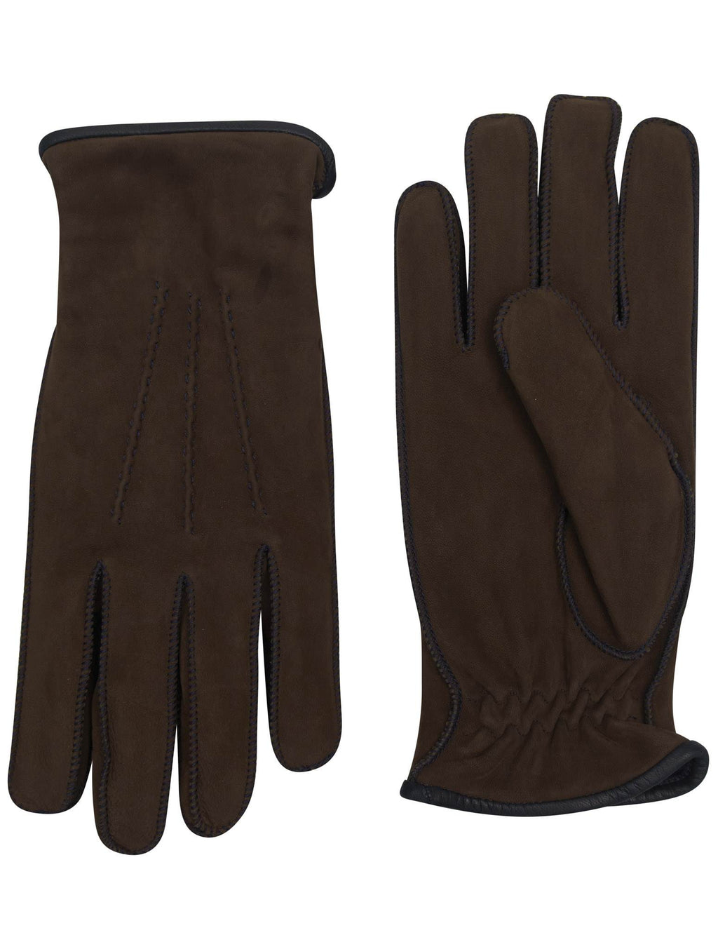 Kiton Brown Leather Suede Gloves