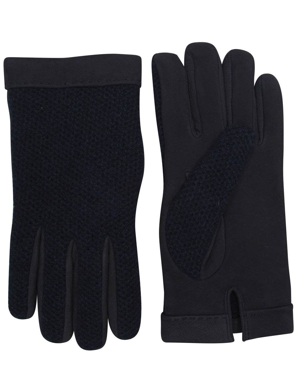 Kiton Blue Leather Cashmere Gloves