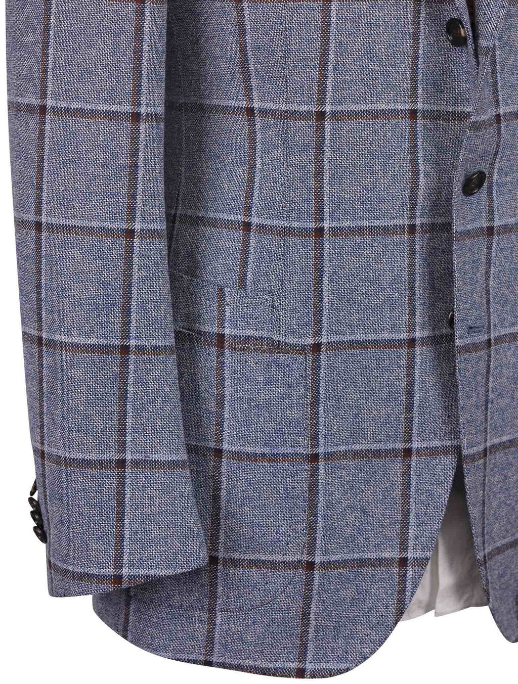 Cesare Attolini Blue Brown Wool Silk Blazer