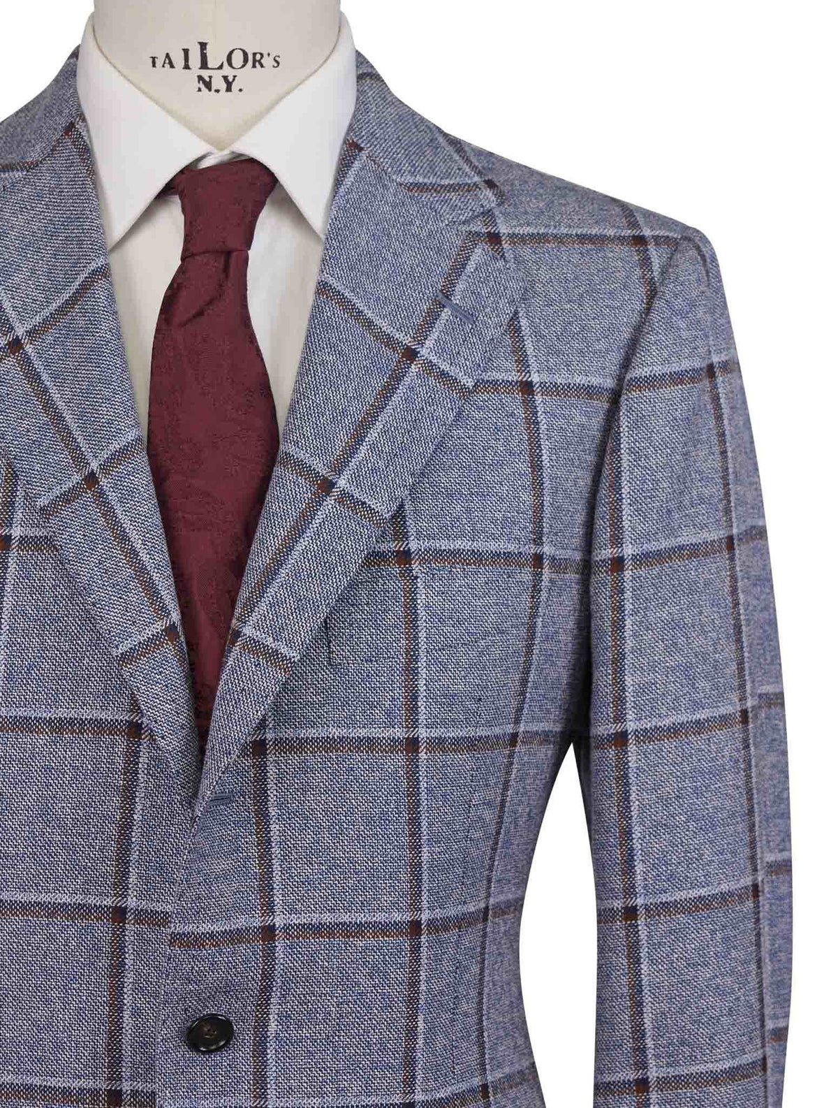 Cesare Attolini Blue Brown Wool Silk Blazer