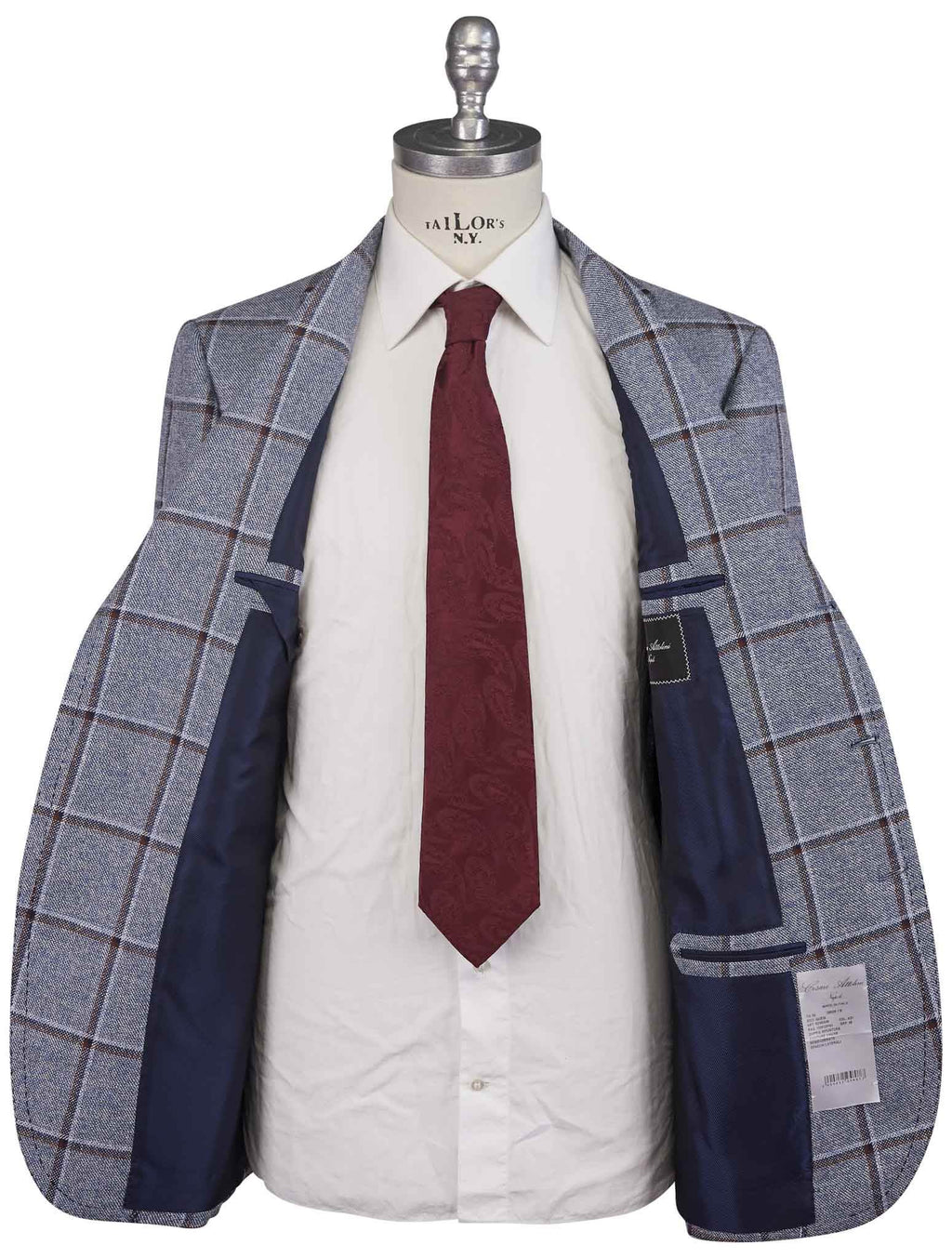 Cesare Attolini Blue Brown Wool Silk Blazer