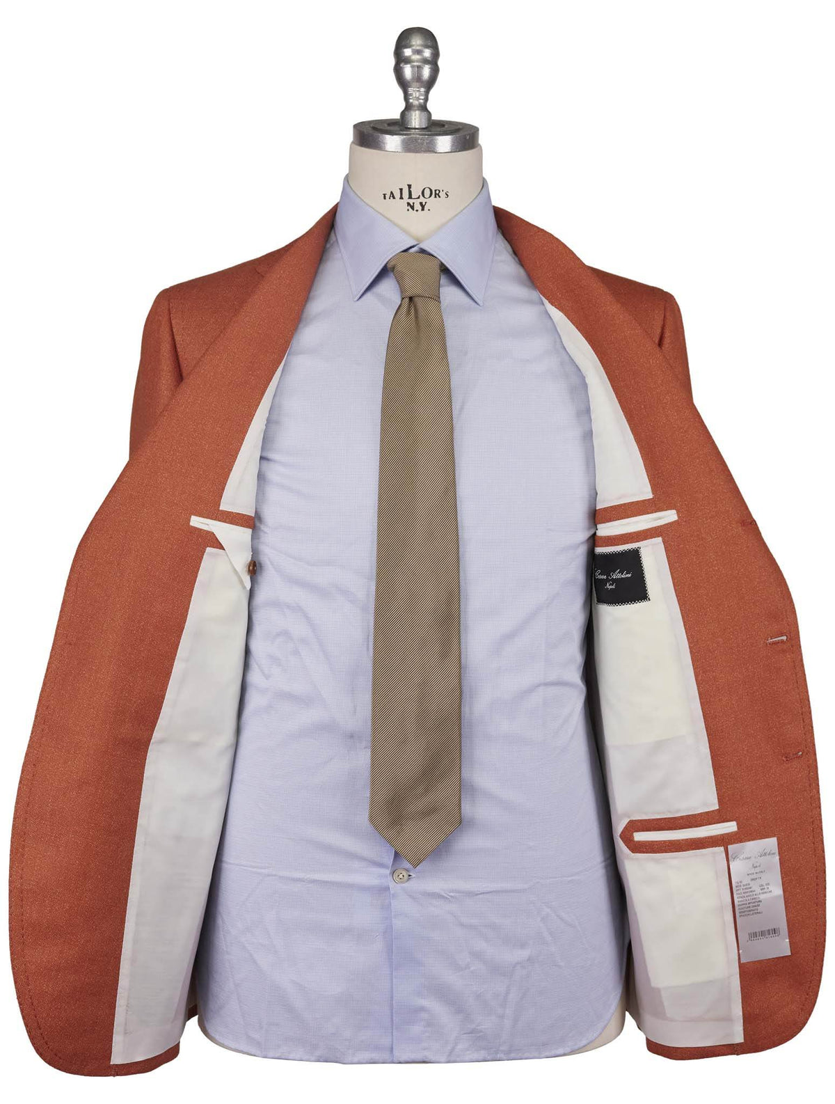 Cesare Attolini Orange Wool Linen Blazer