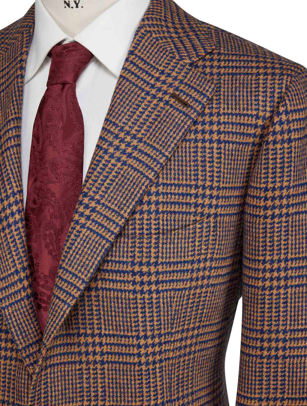 Cesare Attolini Brown Blue Lambswool Blazer