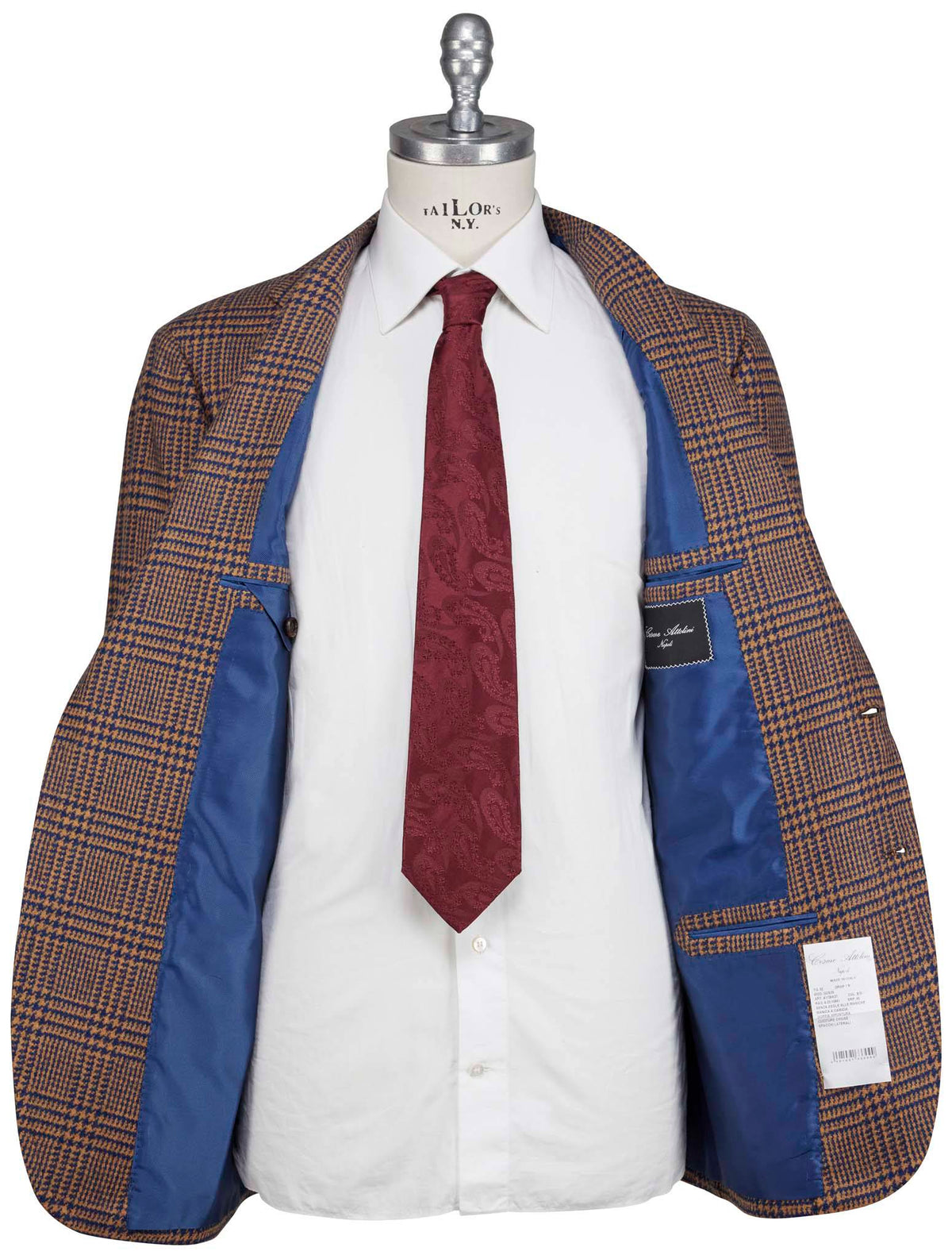 Cesare Attolini Brown Blue Lambswool Blazer