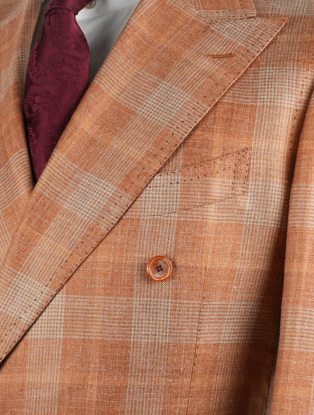 Cesare Attolini Orange Wool Silk Linen Blazer
