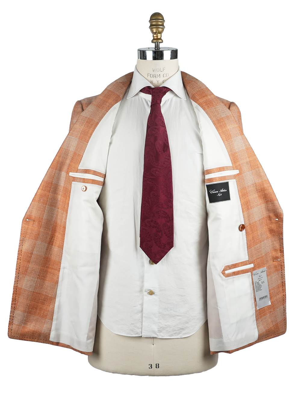 Cesare Attolini Orange Wool Silk Linen Blazer
