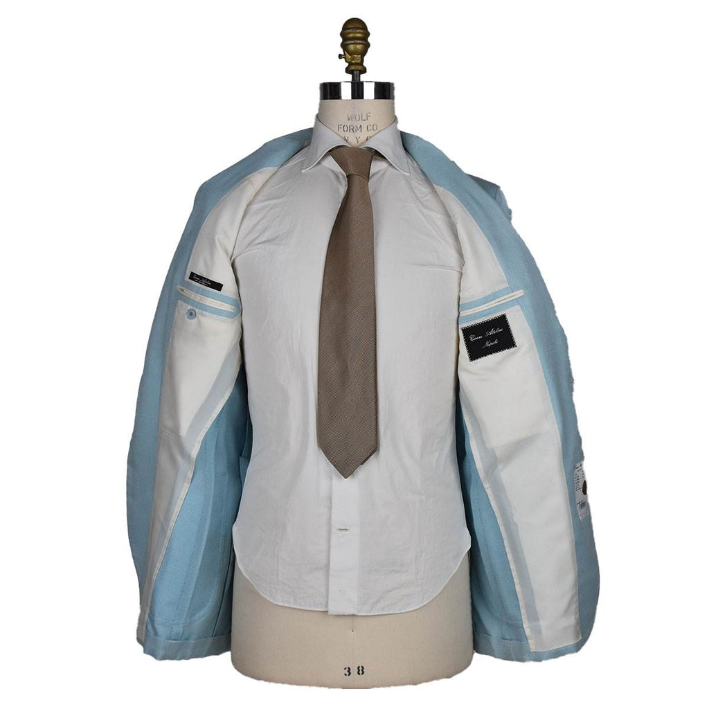 Cesare Attolini Cashmere Light Blue White Blazer