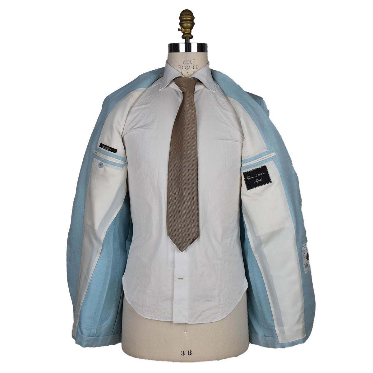 Cesare Attolini Cashmere Light Blue White Blazer