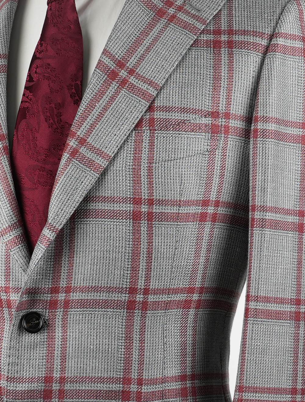Cesare Attolini Gray Red Cashmere Silk Linen Blazer