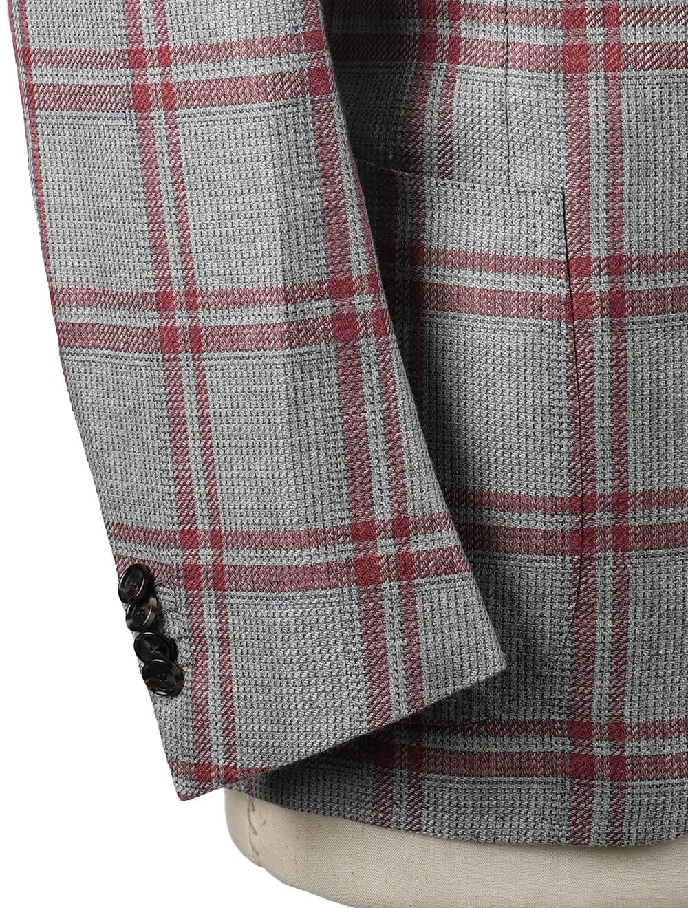Cesare Attolini Gray Red Cashmere Silk Linen Blazer