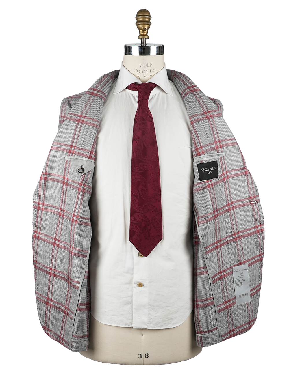 Cesare Attolini Gray Red Cashmere Silk Linen Blazer