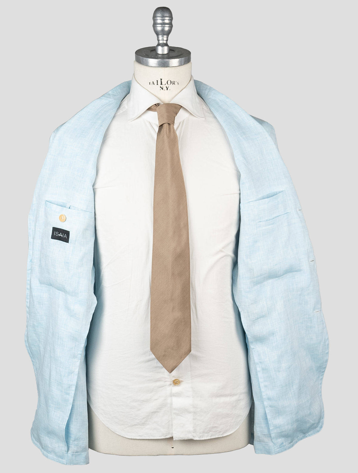 Isaia Light Blue Linen Blazer