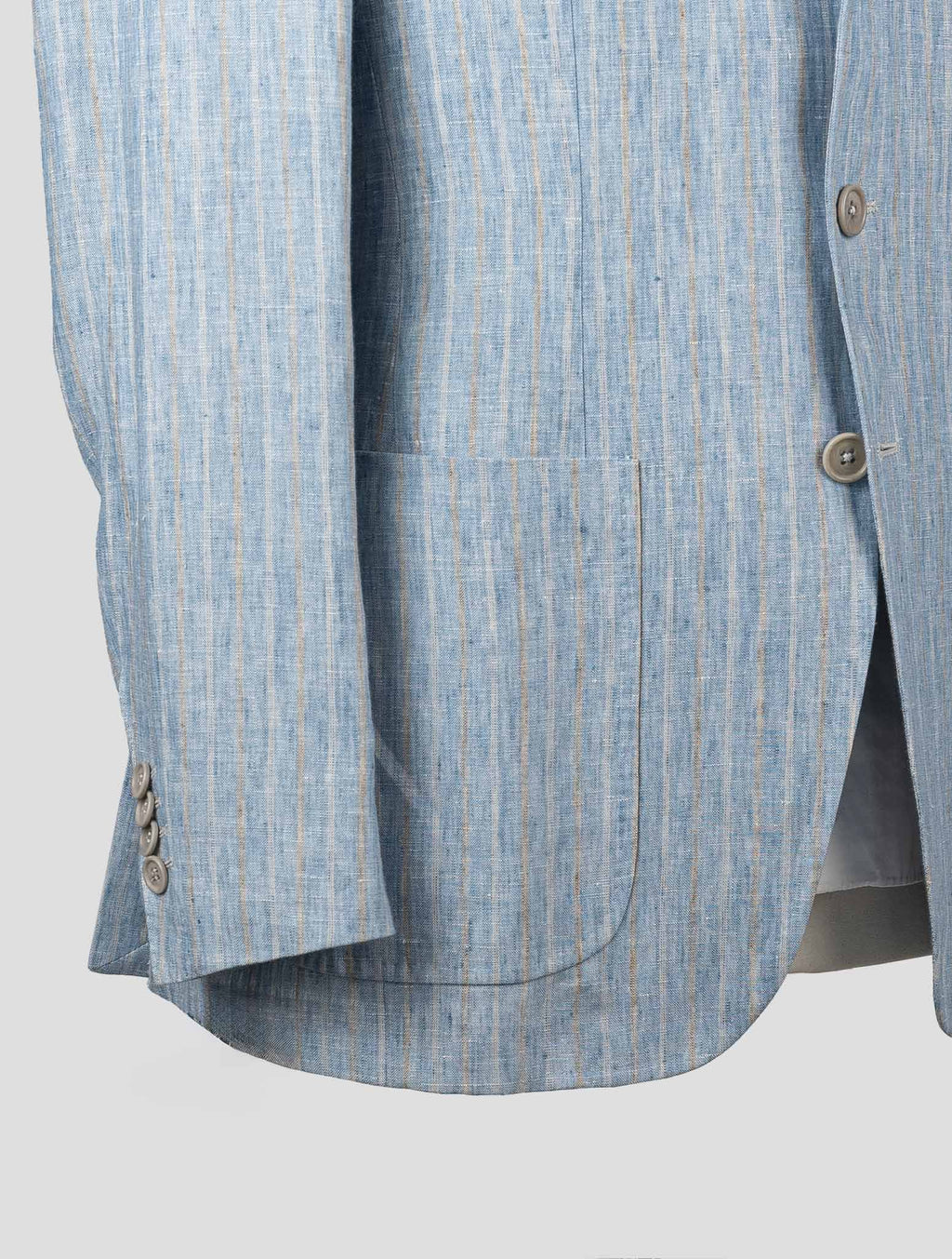 Isaia Light Blue Beige Linen Blazer