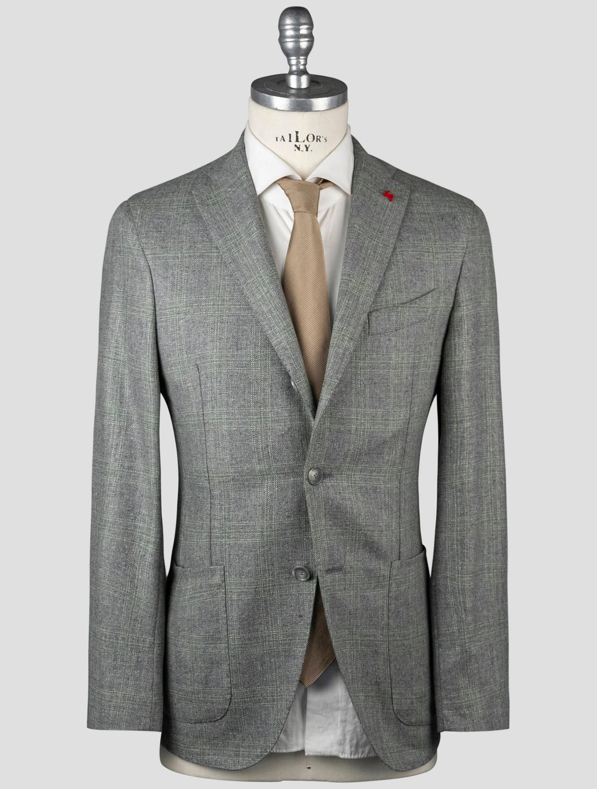 Isaia Gray Green Silk Wool Blazer