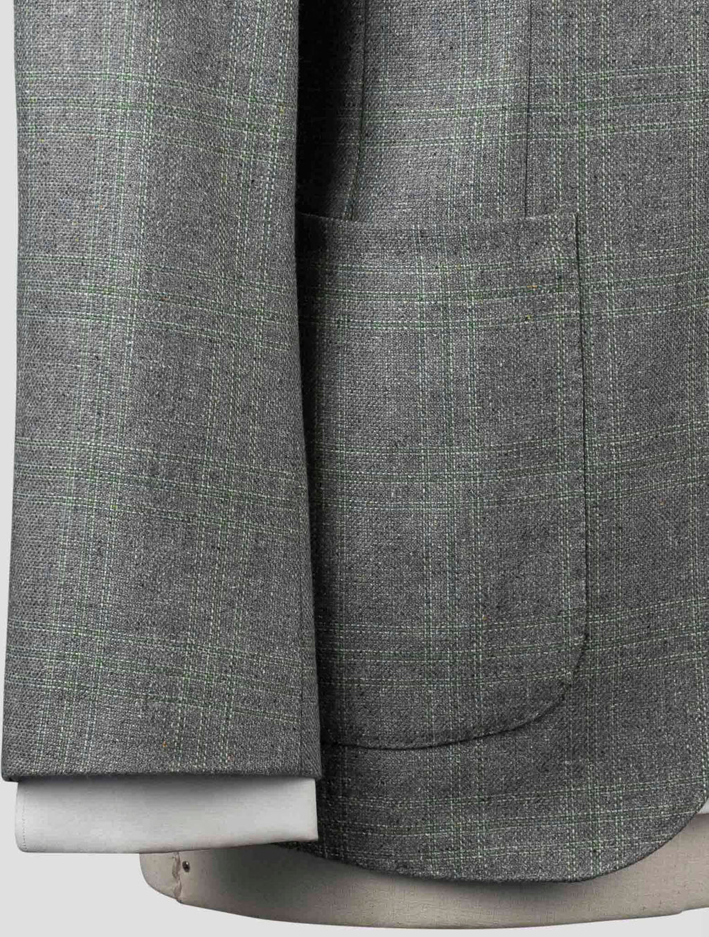 Isaia Gray Green Silk Wool Blazer