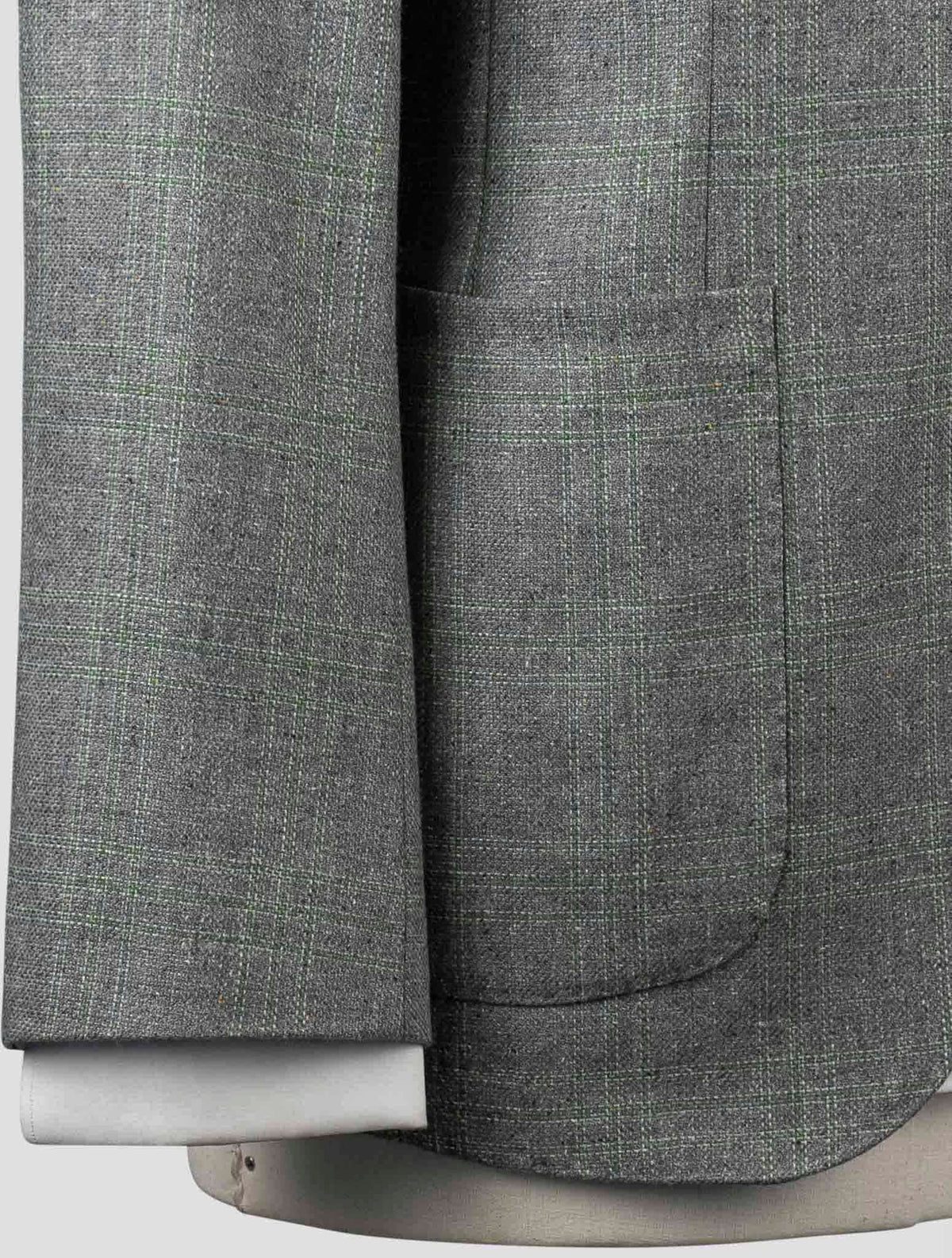 Isaia Gray Green Silk Wool Blazer