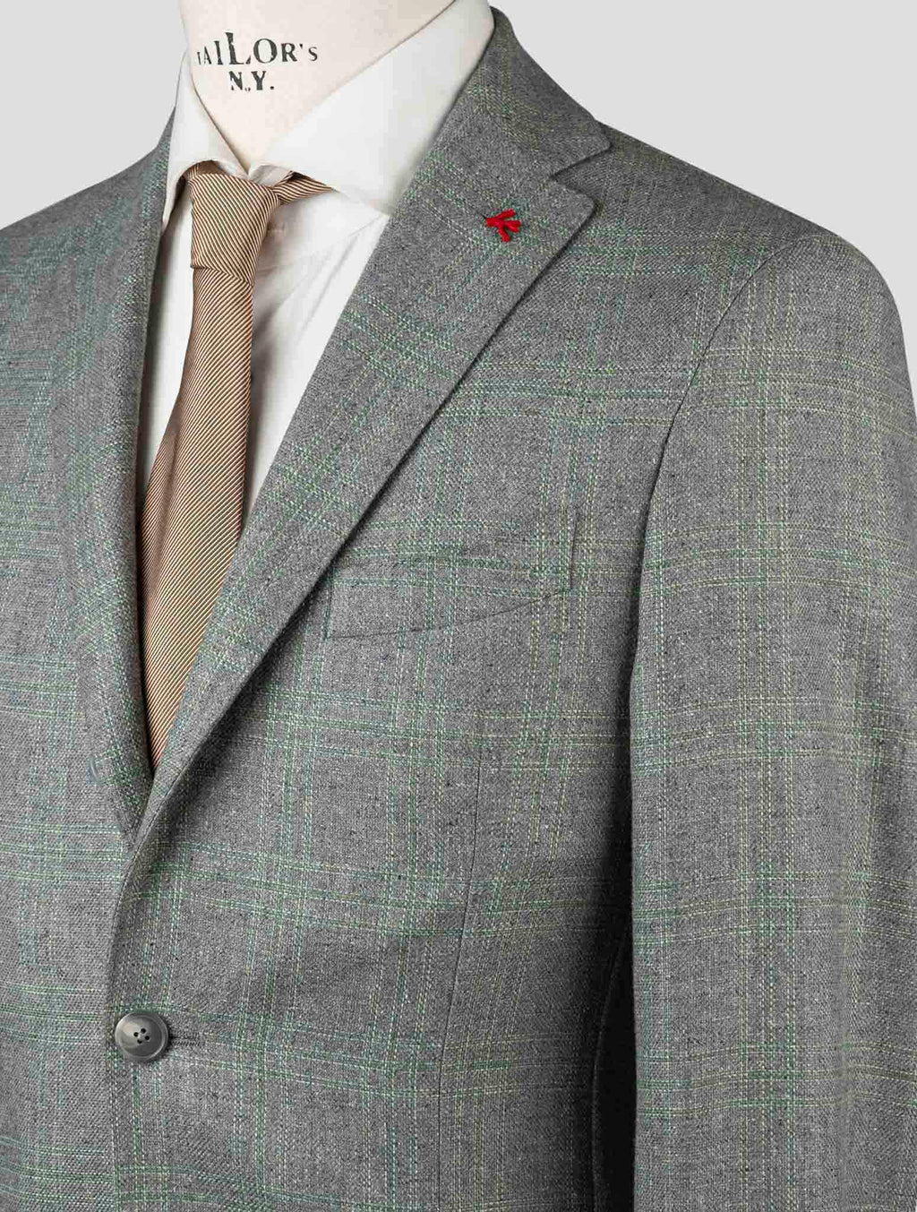 Isaia Gray Green Silk Wool Blazer