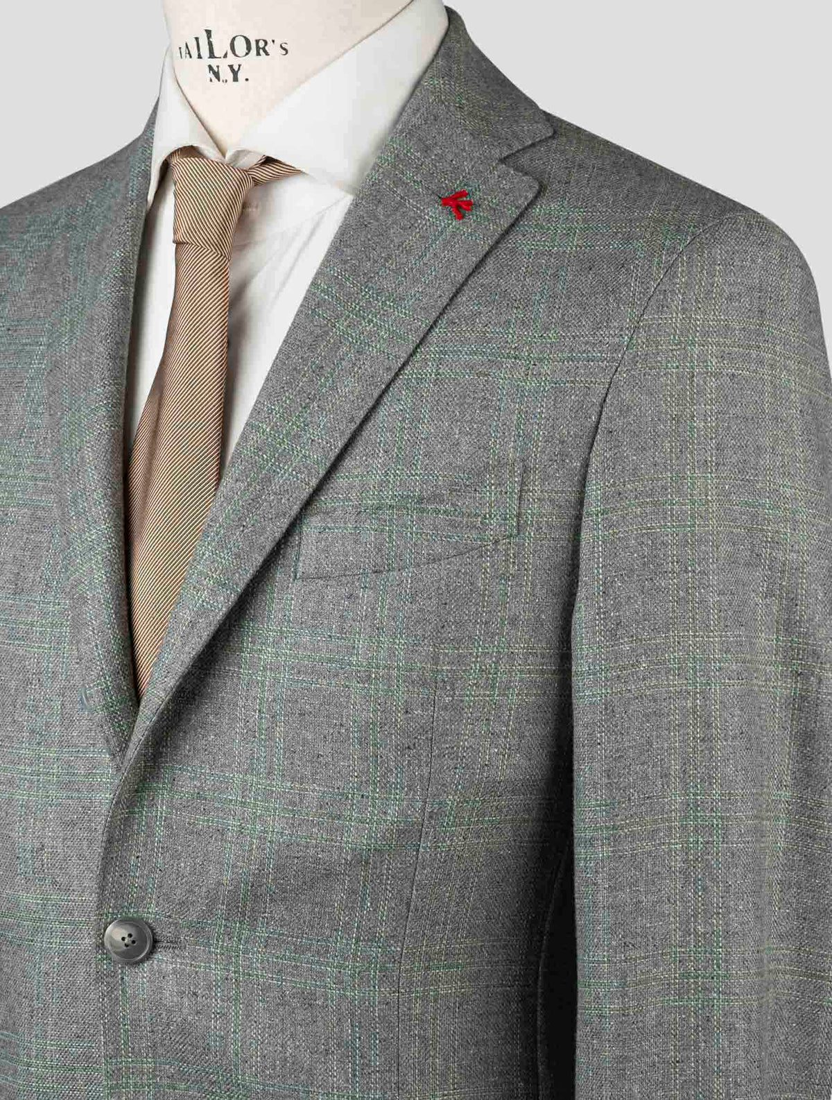Isaia Gray Green Silk Wool Blazer