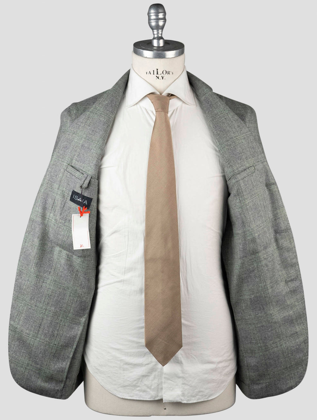 Isaia Gray Green Silk Wool Blazer