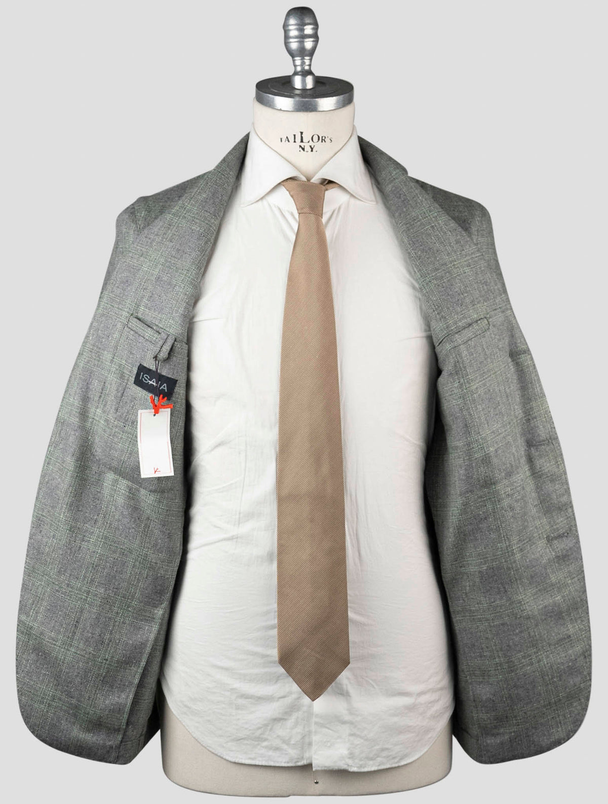 Isaia Gray Green Silk Wool Blazer