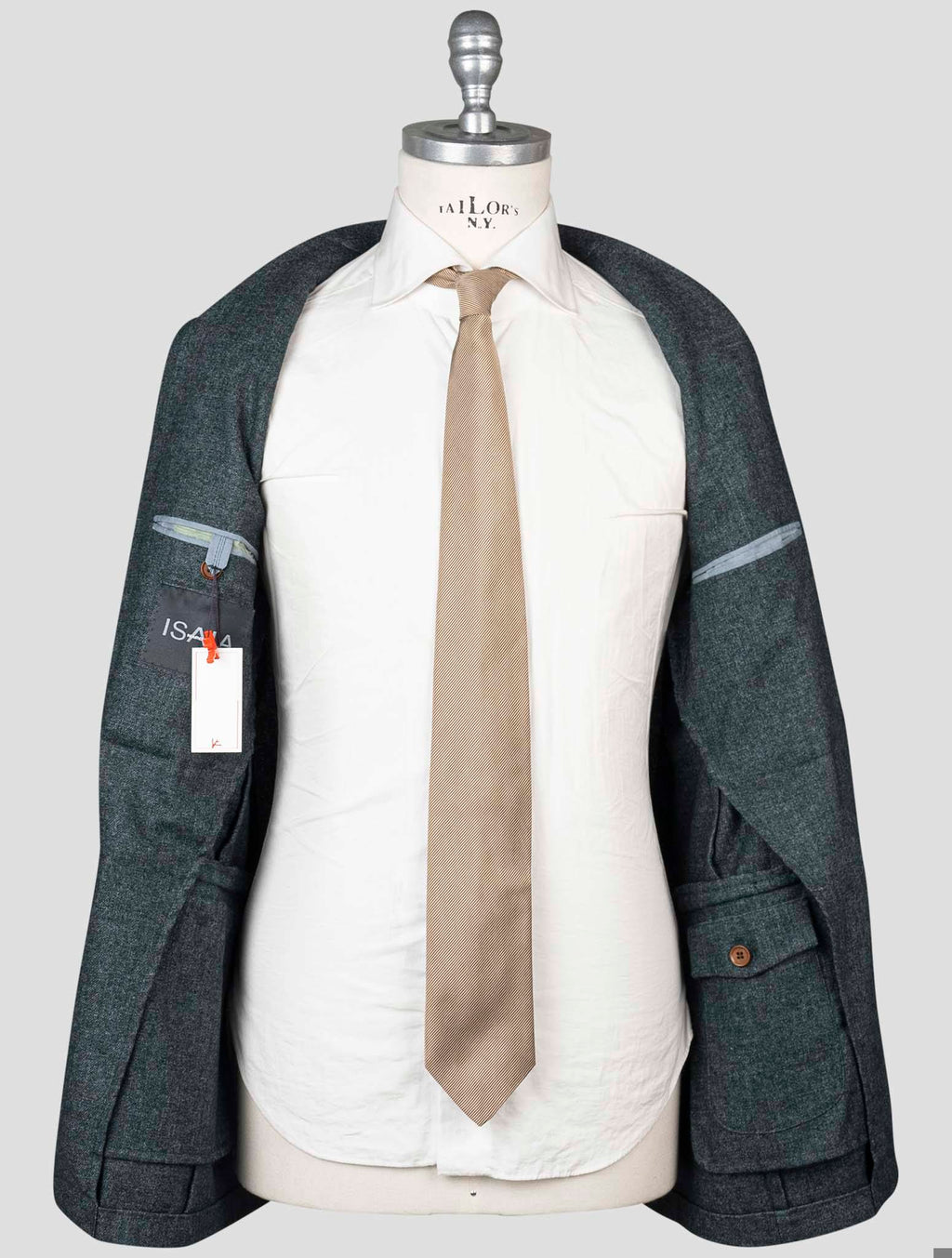 Isaia Green Cashmere Polyamide Blazer