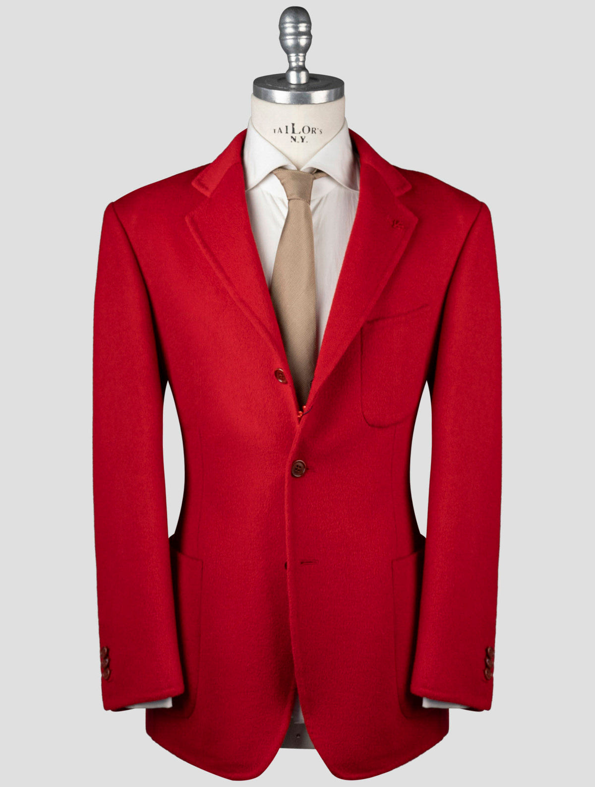 Isaia Red Wool Drylag Cashgora Blazer
