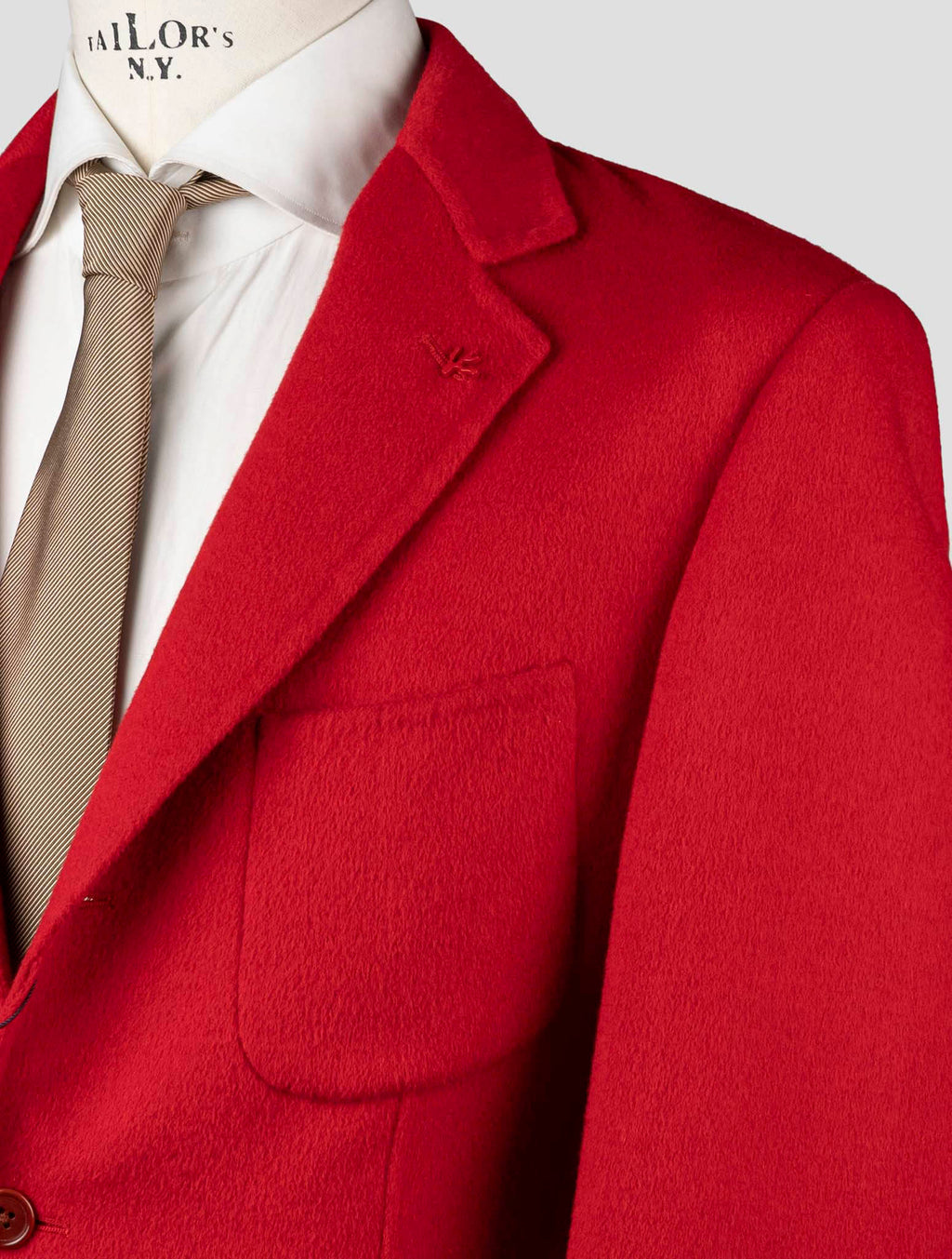 Isaia Red Wool Drylag Cashgora Blazer