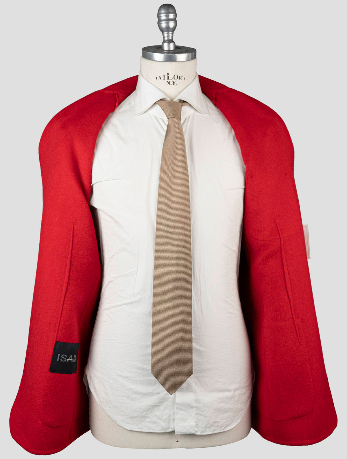 Isaia Red Wool Drylag Cashgora Blazer
