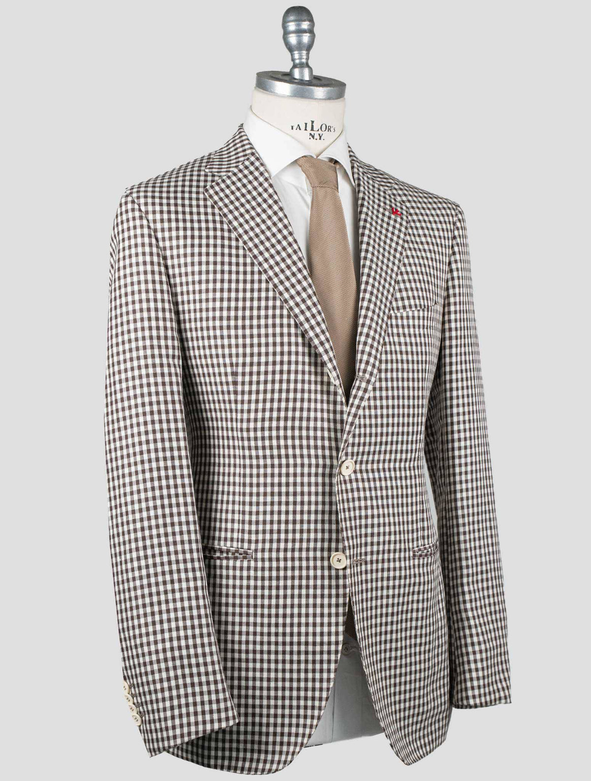 Isaia Isaia Multicolor Wool Blazer Brown / White 001