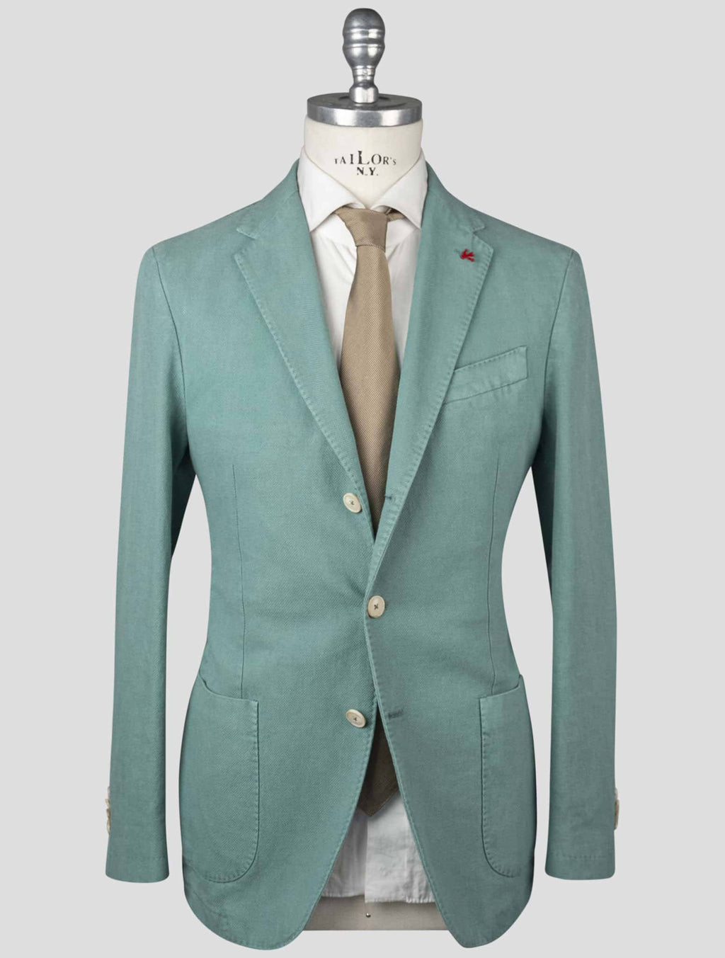 Isaia Green Cotton Linen Blazer