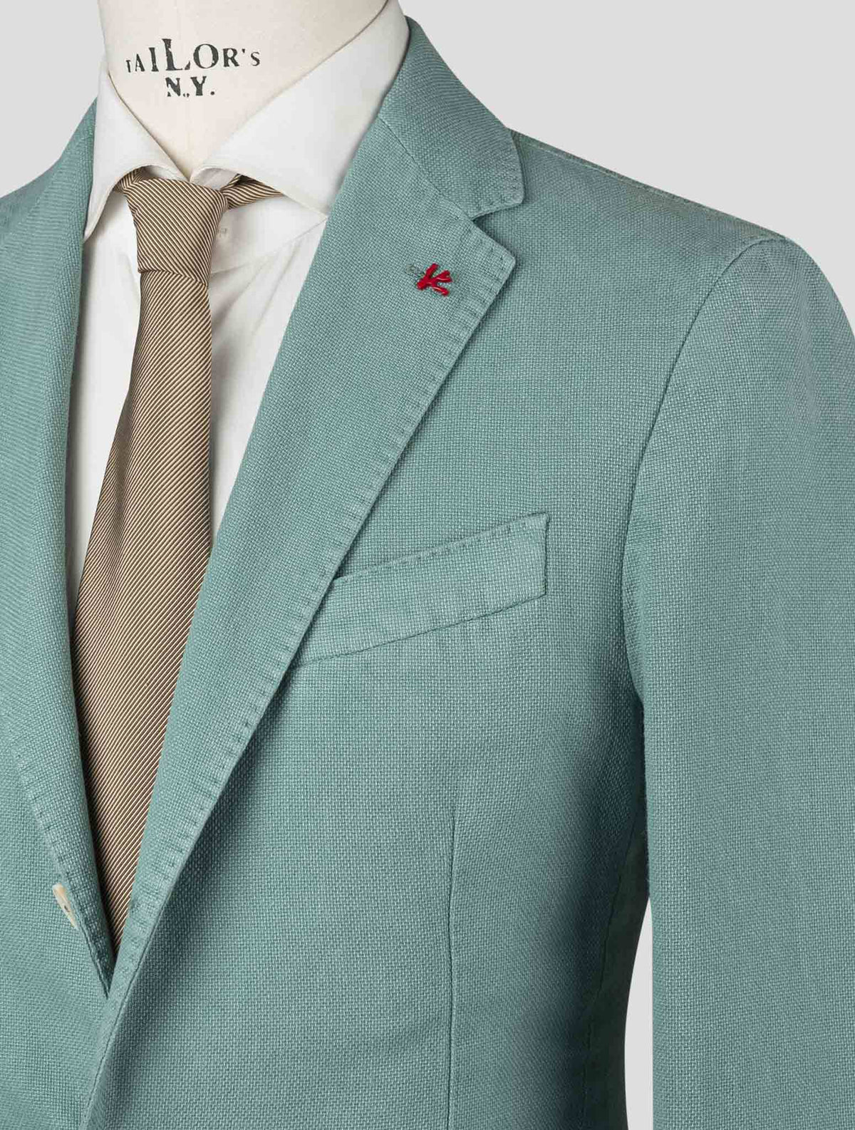 Isaia Green Cotton Linen Blazer