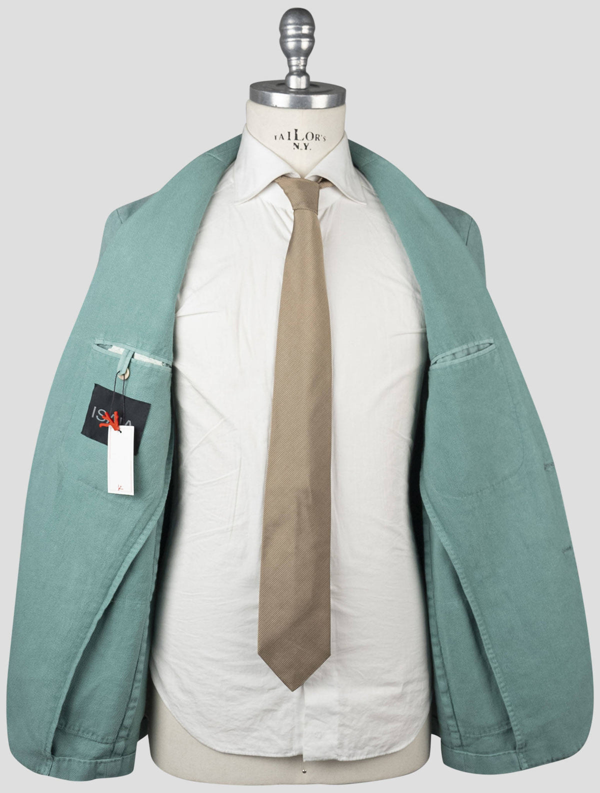 Isaia Green Cotton Linen Blazer