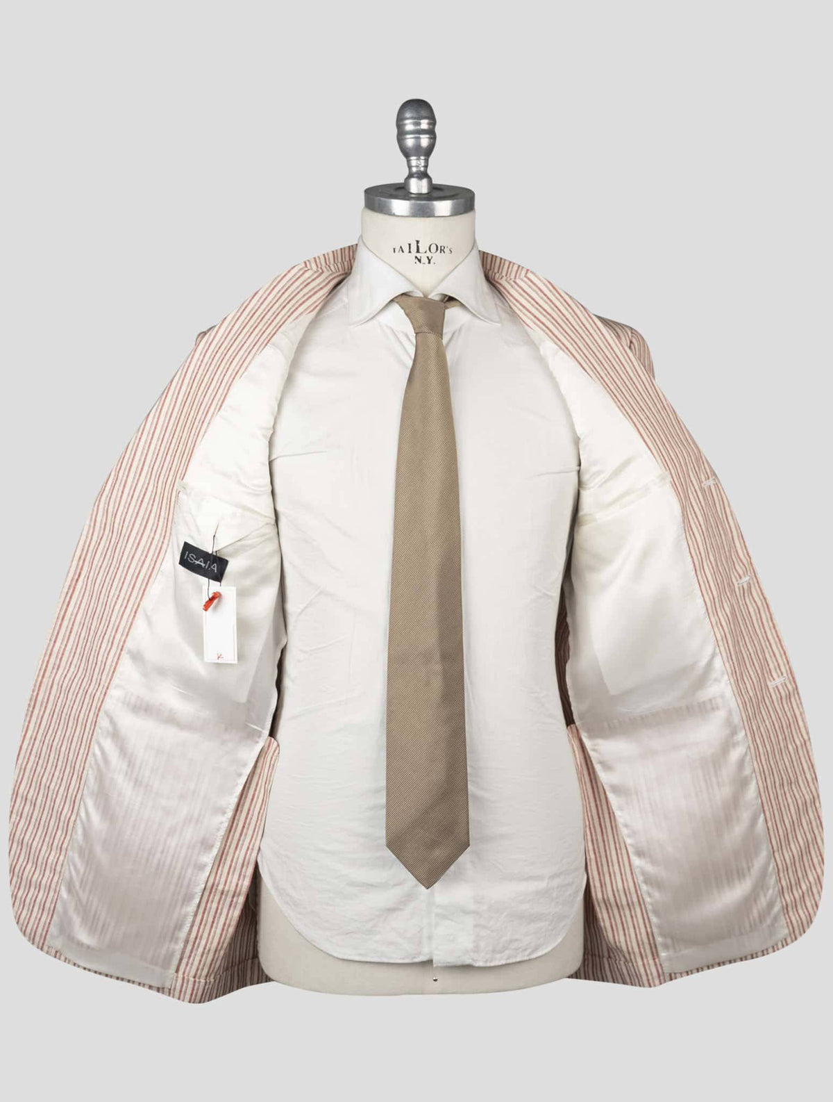 Isaia Red White Linen Cotton Blazer