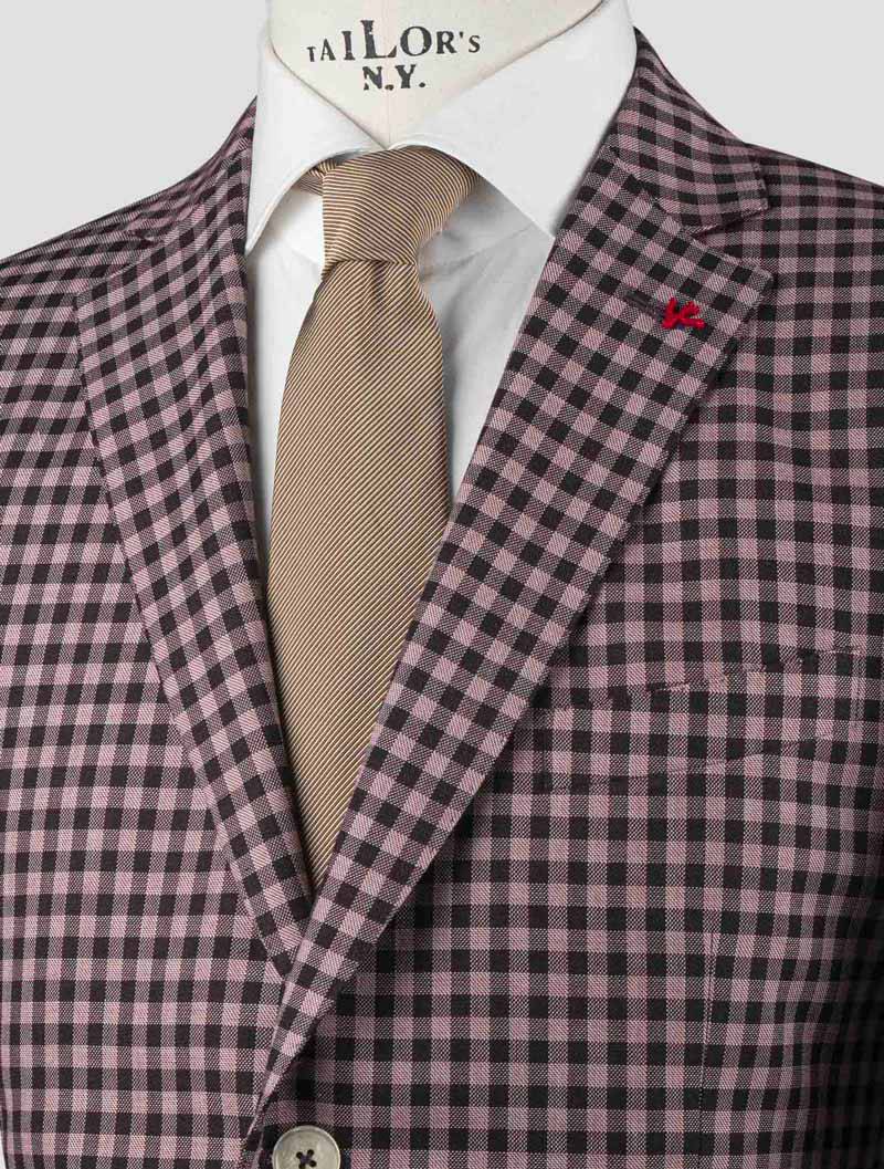 Isaia Pink Black Wool Cotton Blazer