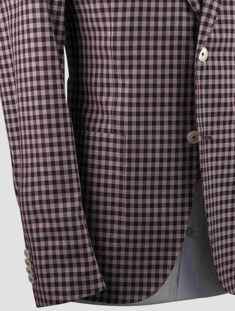 Isaia Pink Black Wool Cotton Blazer
