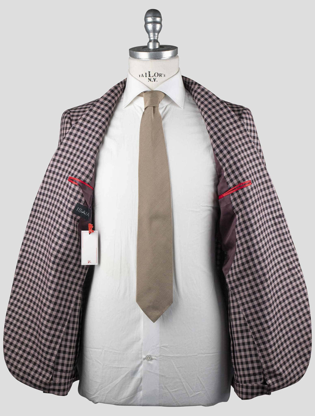 Isaia Pink Black Wool Cotton Blazer