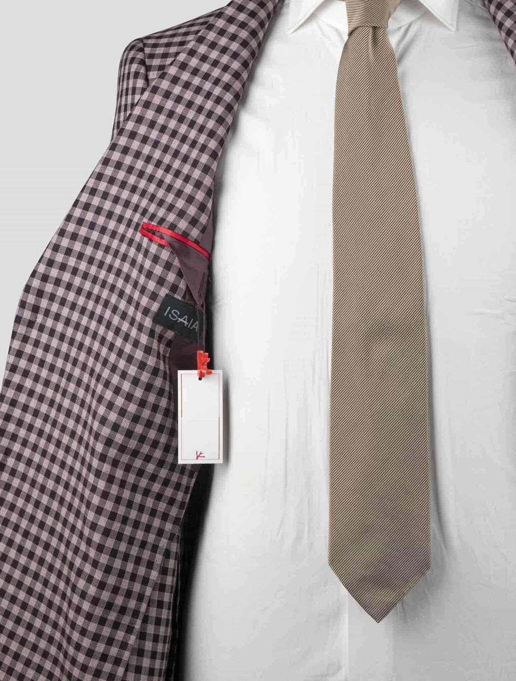 Isaia Pink Black Wool Cotton Blazer