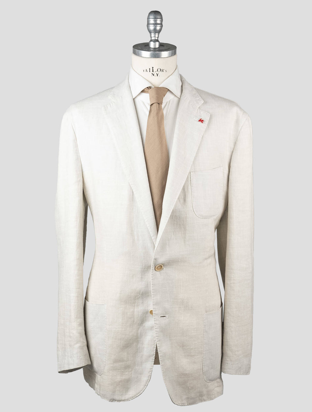 Isaia Beige Linen Wool Silk Blazer