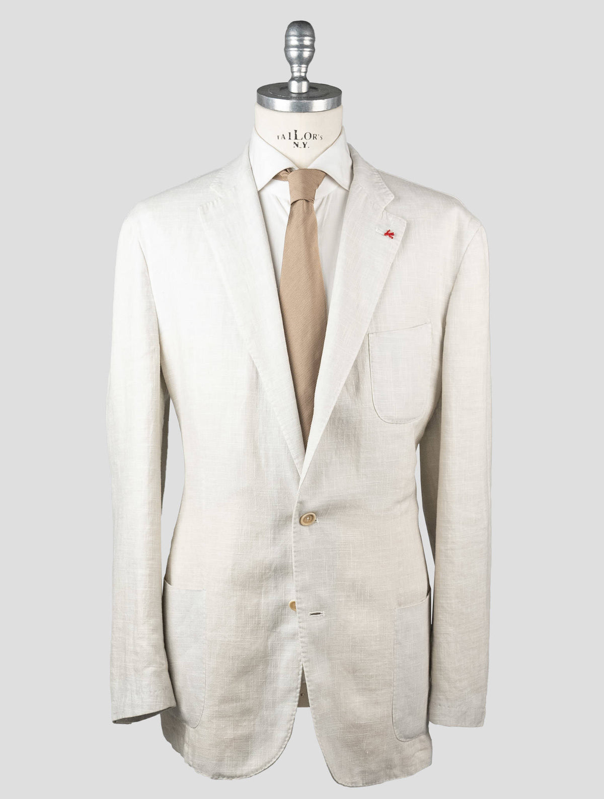 Isaia Beige Linen Wool Silk Blazer
