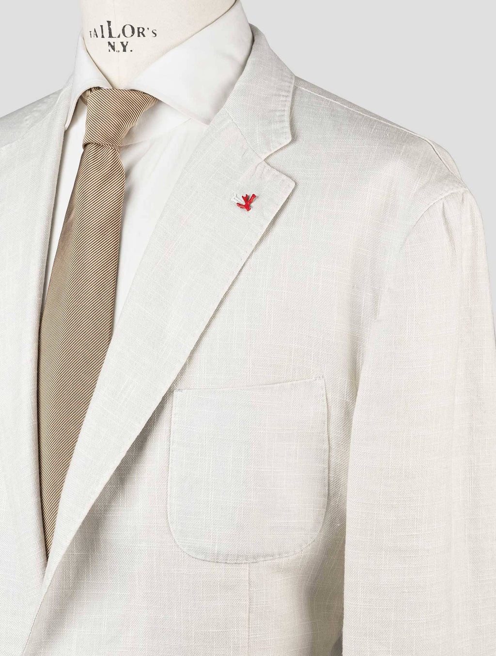 Isaia Beige Linen Wool Silk Blazer