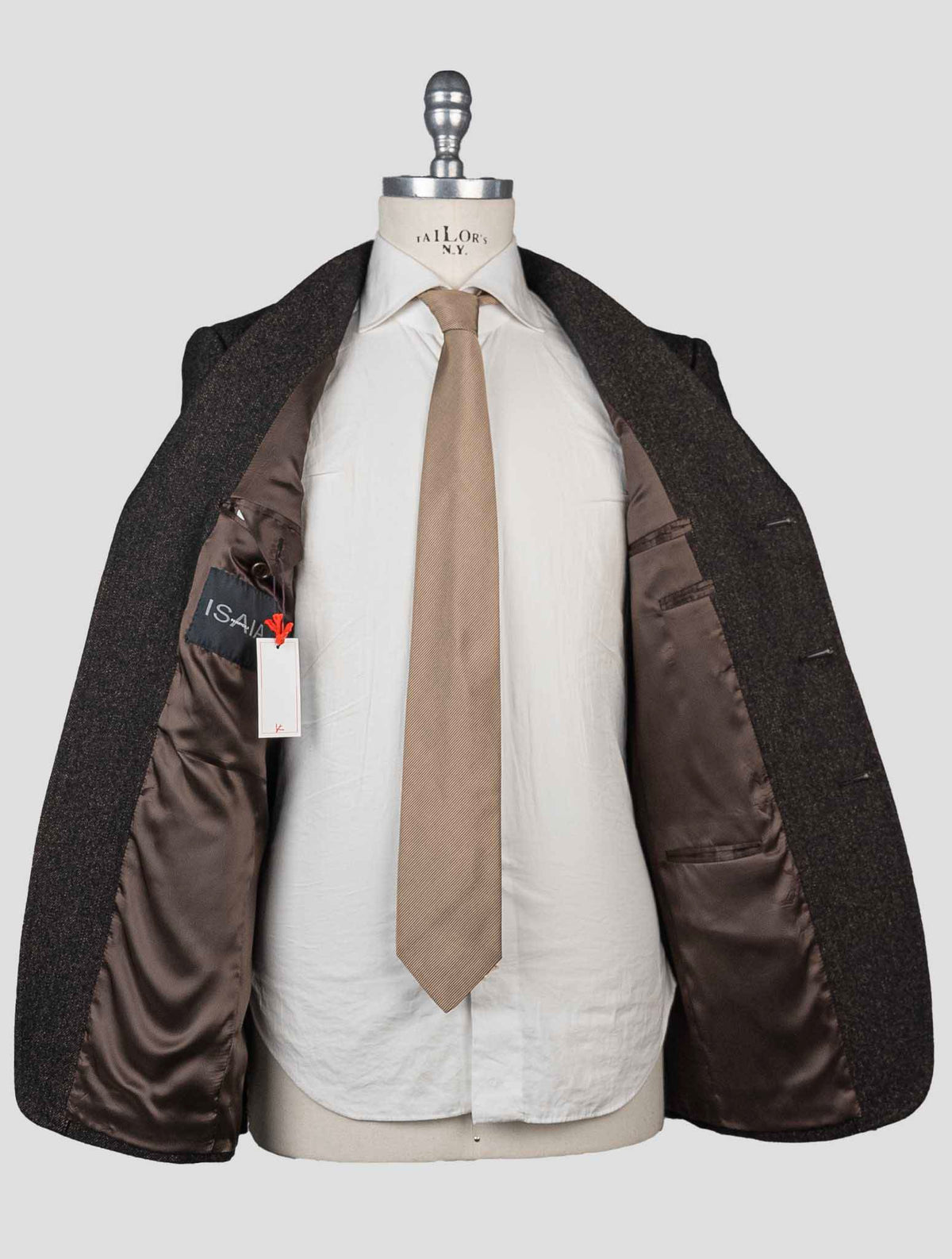 Isaia Brown Wool Cotton Blazer