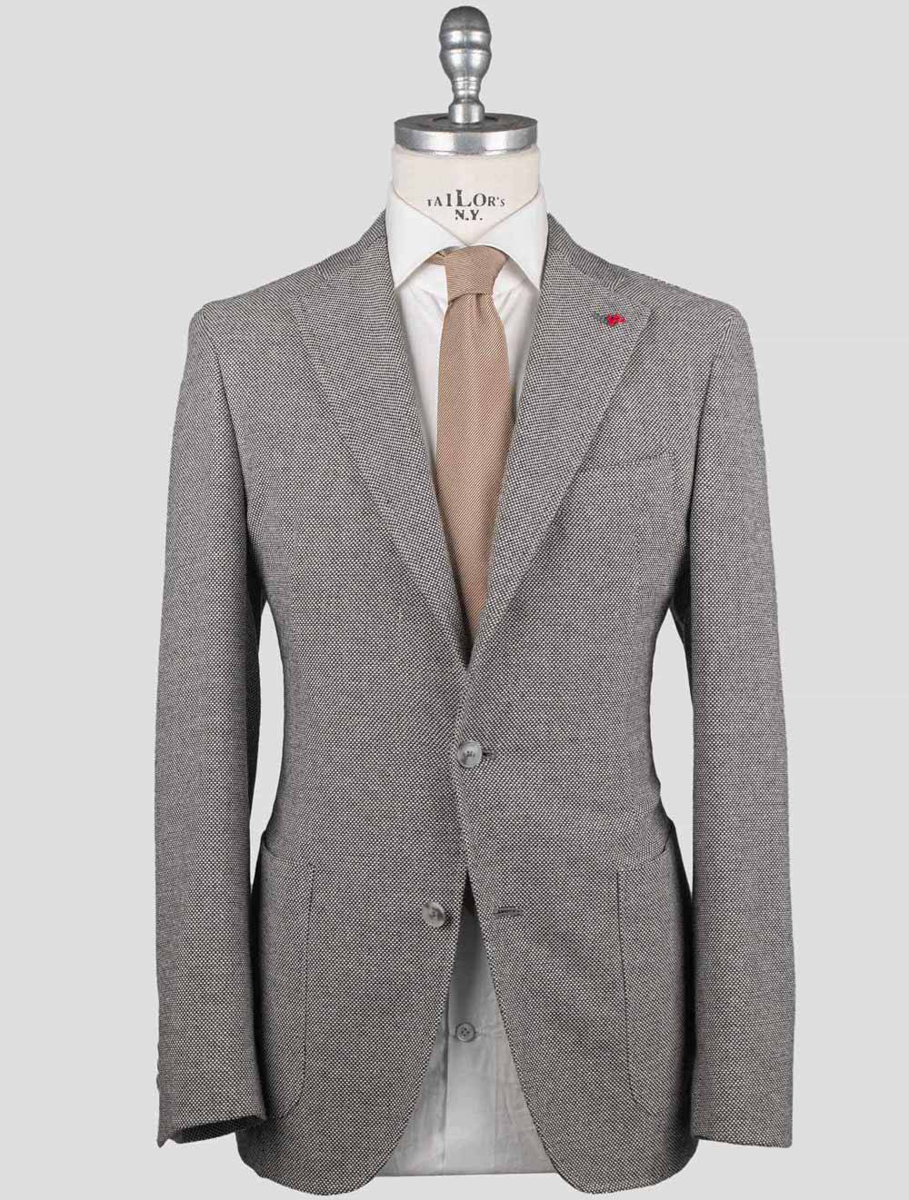 Isaia Black White Wool Cashmere Ea Blazer