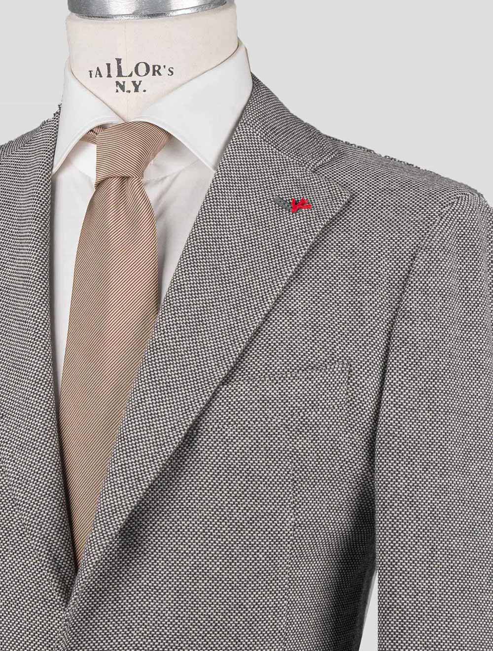 Isaia Black White Wool Cashmere Ea Blazer