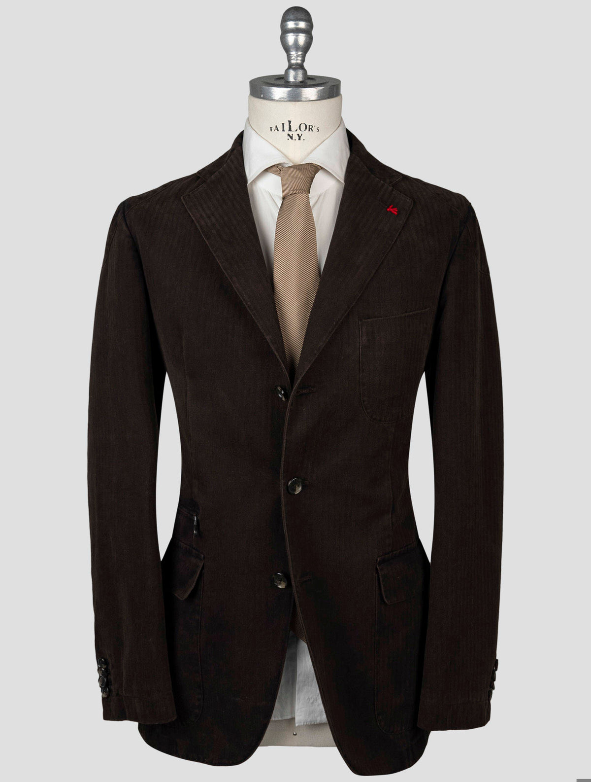Isaia Brown Cotton Blazer