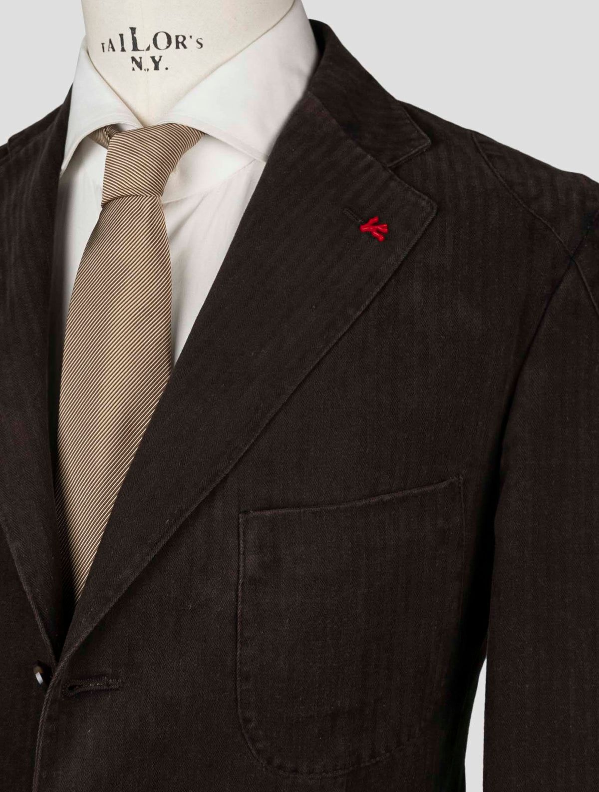 Isaia Brown Cotton Blazer