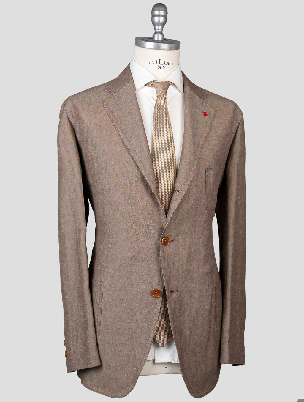 Isaia Isaia Brown Wool Linen Blazer Light Brown 001
