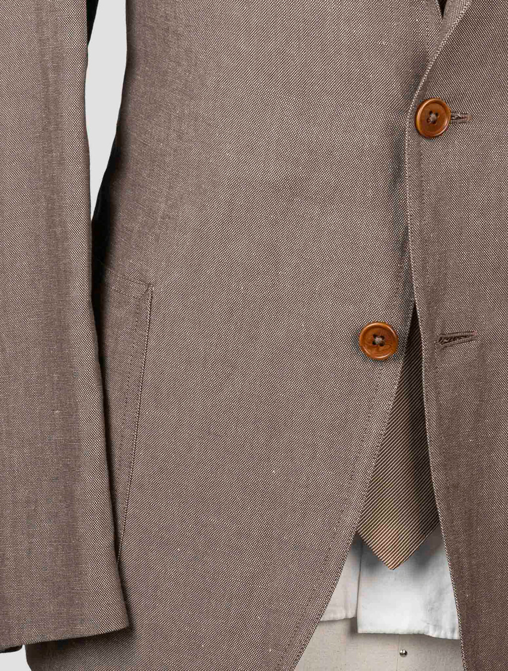 Isaia Brown Wool Linen Blazer